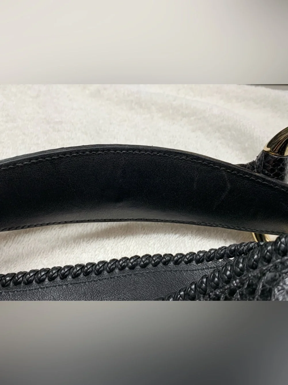 Gucci Horsebit Large Black Python Snakeskin Hobo Bag